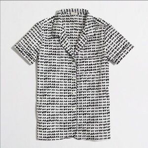 J. Crew White & Black Heart Print Pajama Shirt Small